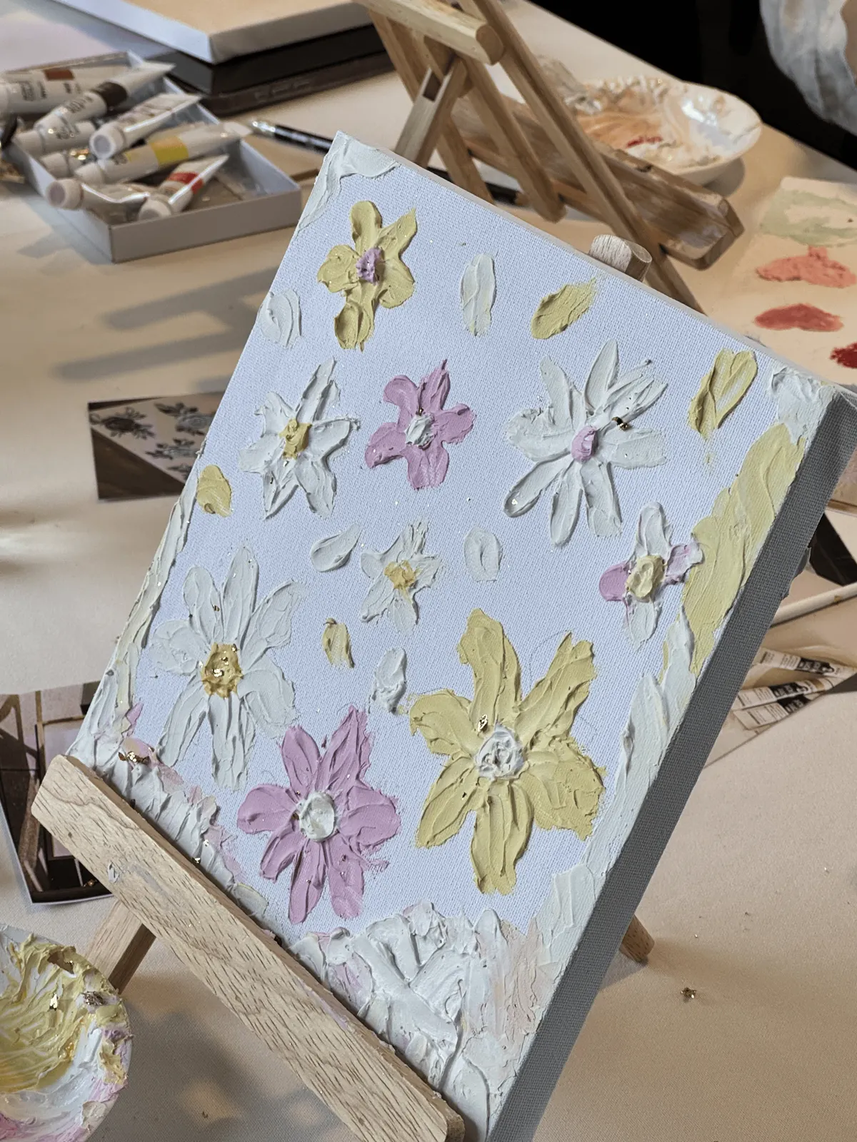 A finished flower painting on canvas